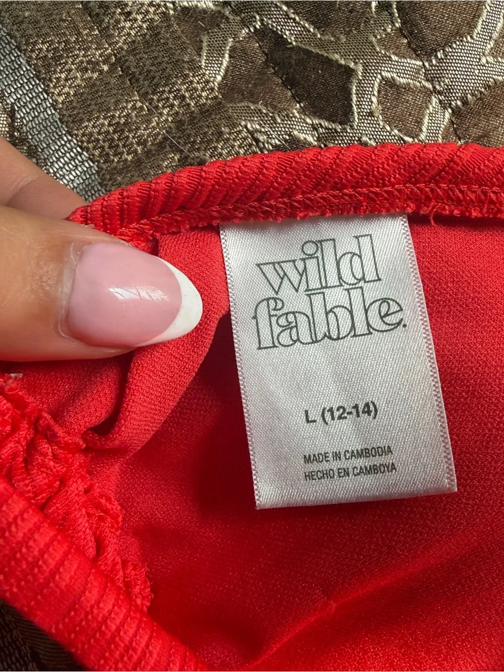 WILD FABLE RED RIBBED TRIANGLE BIKINI SET SIZE LARGE